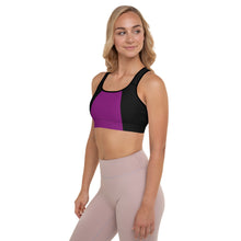 Load image into Gallery viewer, Black Purple Padded Sports Bra