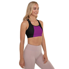 Load image into Gallery viewer, Black Purple Padded Sports Bra