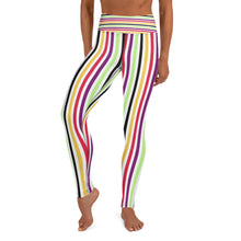 Load image into Gallery viewer, Colorful stripes white Yoga Leggings.