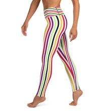Load image into Gallery viewer, Colorful stripes white Yoga Leggings.