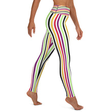 Load image into Gallery viewer, Colorful stripes white Yoga Leggings.