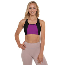 Load image into Gallery viewer, Black Purple Padded Sports Bra

