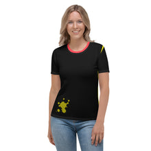 Load image into Gallery viewer, Neon Splatter Black Women's T-shirt.
