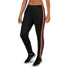 Load image into Gallery viewer, colorful stripes blackJoggers.
