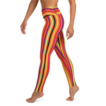 Load image into Gallery viewer, Colorful stripes orange Yoga Leggings.
